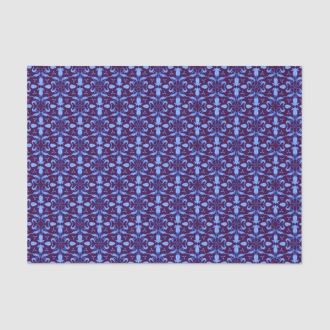 Blue tulip flower graphic pattern  tissue paper (Front)