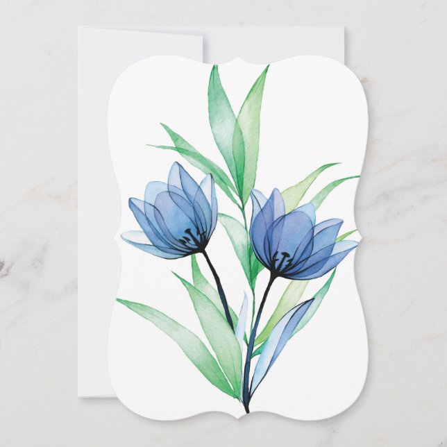 Blue tulip flower note card (Front)