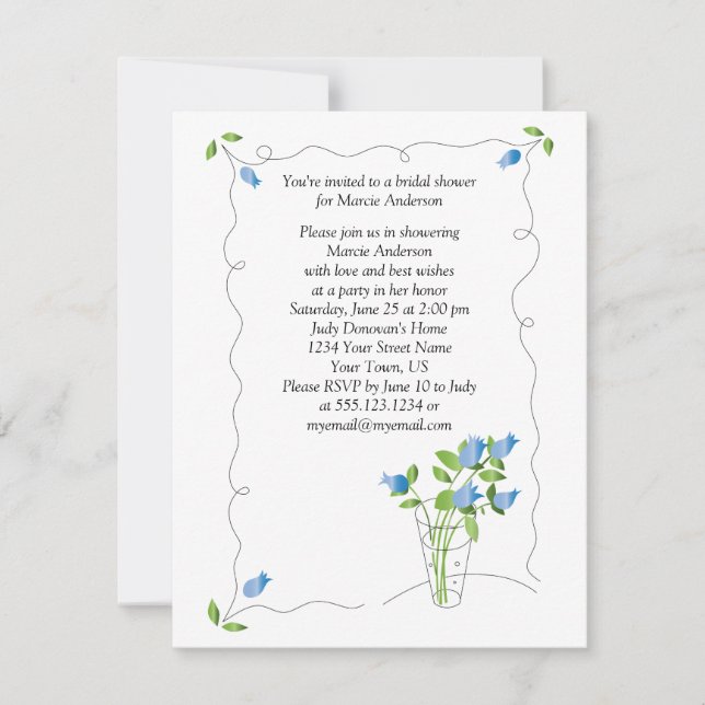Blue Tulip Flowers Bridal Shower Invite (Front)