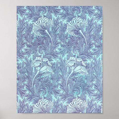 Blue Tulip Pattern By William Morris Poster