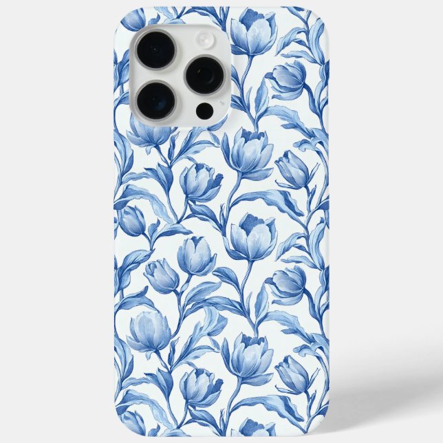 Blue Tulip vintage floral pattern Case-Mate iPhone Case (Back)