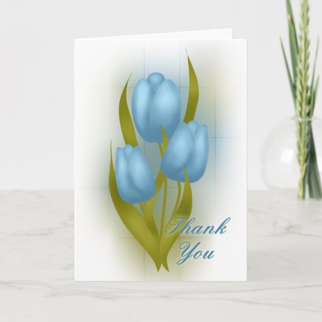 Blue Tulips Thank You Card (Front)