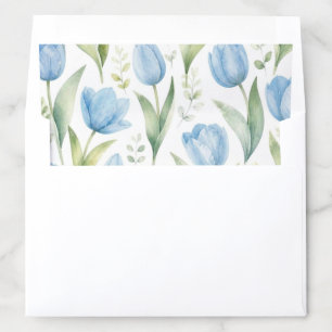 Blue Tulips Watercolor Floral Painting Botanical Envelope Liner