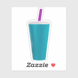 Blue Tumbler with Pink Straw Sticker