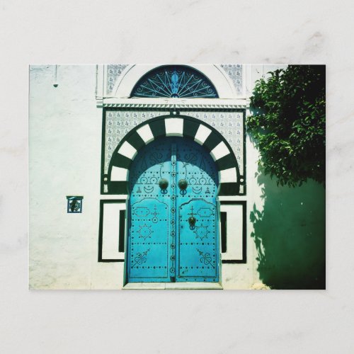 Blue Tunisian Door Postcard