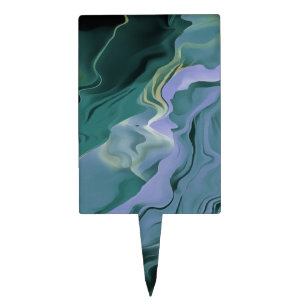 Blue Turbulence Acrylic Pour Abstract Art Cake Topper