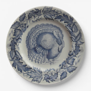 Blue Turkey Paper Plate