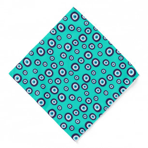 Blue Turkish Evil Eye Symbols Circles Pattern Bandana