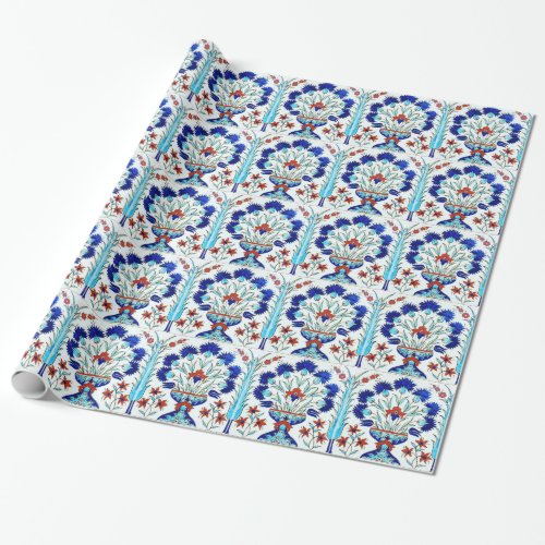 Blue turkish iznik tiles wrapping paper
