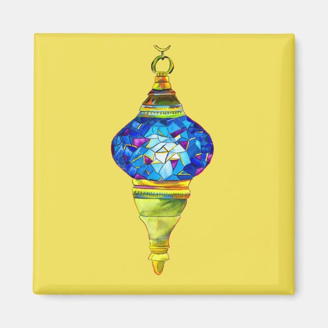 Blue Turkish Lamps mosaic art watercolor Magnet (Front)