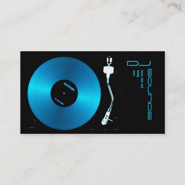 blue turntable dj business card (Front)