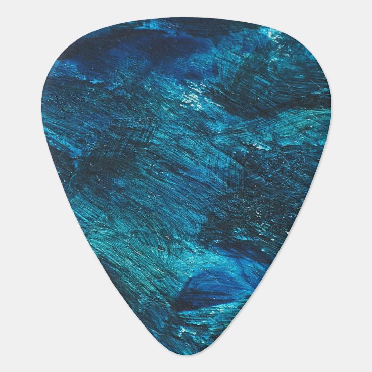 Blue Turqouise Glitter Brush Stroke Guitar Pick Zazzle