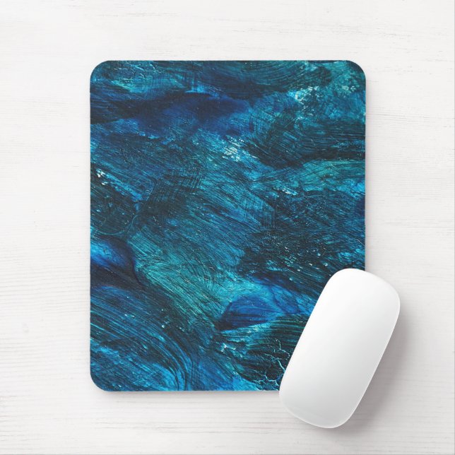 Blue Turqouise Glitter Brush Stroke Mouse Pad (With Mouse)