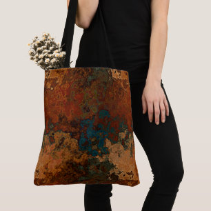 Blue, Turquoise and Rust Marble Abstract Tote Bag