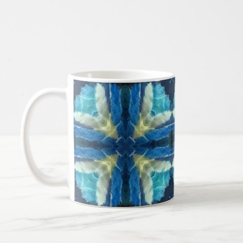 Blue turquoise aquamarine yellow geometric design coffee mug