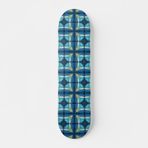 Blue turquoise aquamarine yellow geometric design  skateboard
