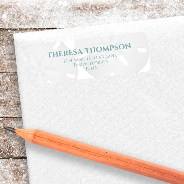 Blue Turquoise Beach Sand Dollar Custom Label (Beach Sand Dollar Custom Address Labels)