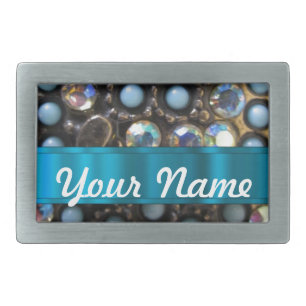 Blue turquoise beaded belt buckle