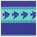 Blue Turquoise Coastal Angelfish Stripes Fabric