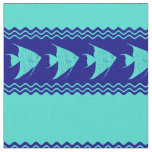 Blue Turquoise Coastal Angelfish Stripes Fabric