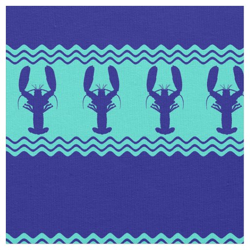 Blue Turquoise Coastal Lobster Stripes Fabric