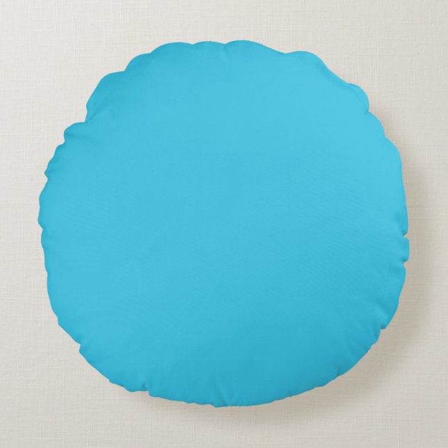 Blue Turquoise color Round Pillow (Front)