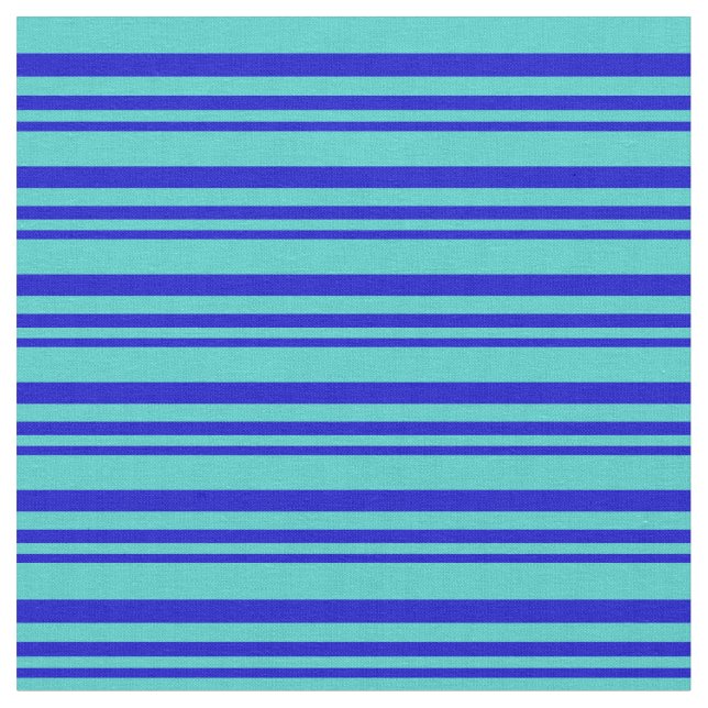 Blue & Turquoise Colored Lines Fabric (Close Up)