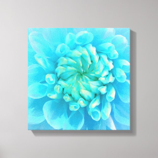 Blue Turquoise Flower in Watercolor Canvas Print (Front)