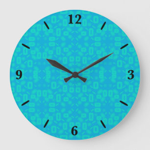 Blue Turquoise Frosted Glass Pattern Abstract Art Large Clock
