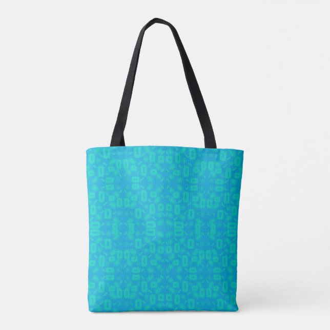 Blue Turquoise Frosted Glass Pattern Abstract Art Tote Bag (Back)