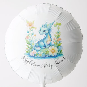 Blue Turquoise Green Dragon Baby Shower Balloon