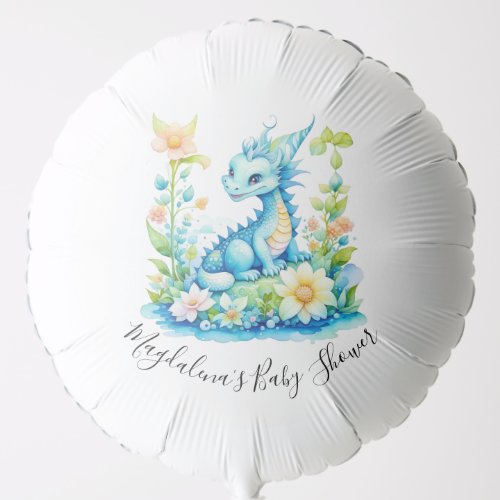 Blue Turquoise Green Dragon Baby Shower Balloon