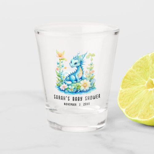 Blue Turquoise Green Dragon Baby Shower Shot Glass