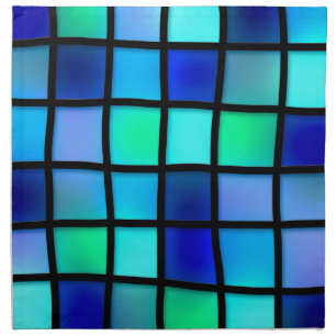 Blue Turquoise Green Purple Stained Glass Art Napkin