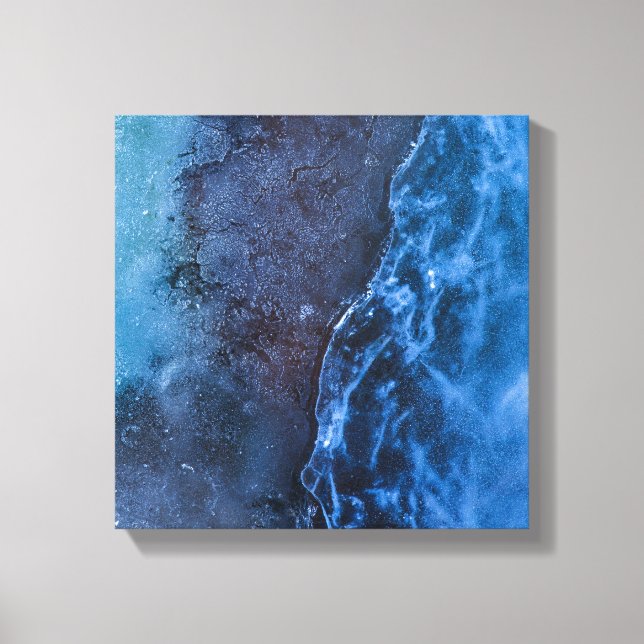 Blue Turquoise Ice Photo Art Canvas Print (Front)