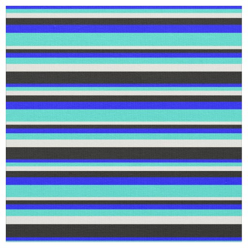 Blue, Turquoise, Light Yellow, and Black Lines Fabric