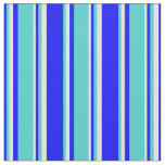 [ Thumbnail: Blue, Turquoise & Light Yellow Colored Lines Fabric ]