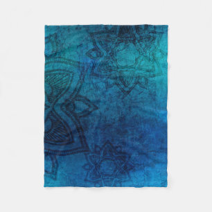 Blue Turquoise Mandala Distressed Fleece Blanket