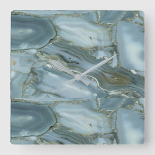 Blue Turquoise Marble Design Wall Clock