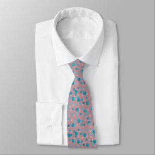 blue, turquoise, mauve and rose polka dots neck tie