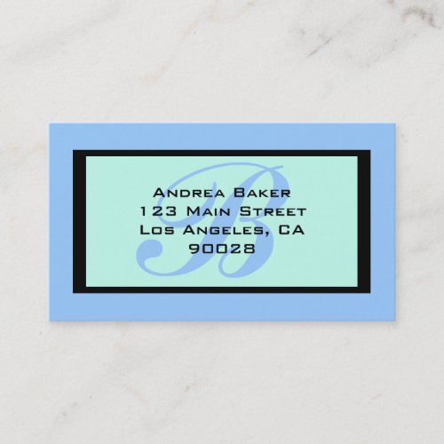 blue turquoise monogram business card