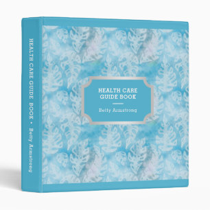Blue Turquoise Monstera Leaf Health Medical Binder