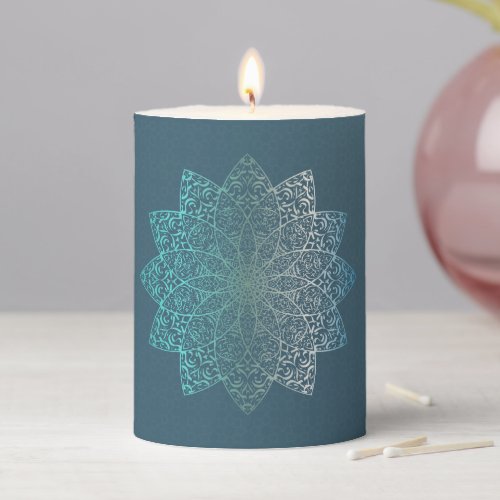 Blue Turquoise Moroccan style Pillar Candle