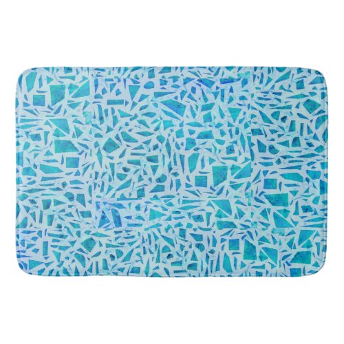 Blue Turquoise Mosaic Glass Tile Modern Chic Bath Mat