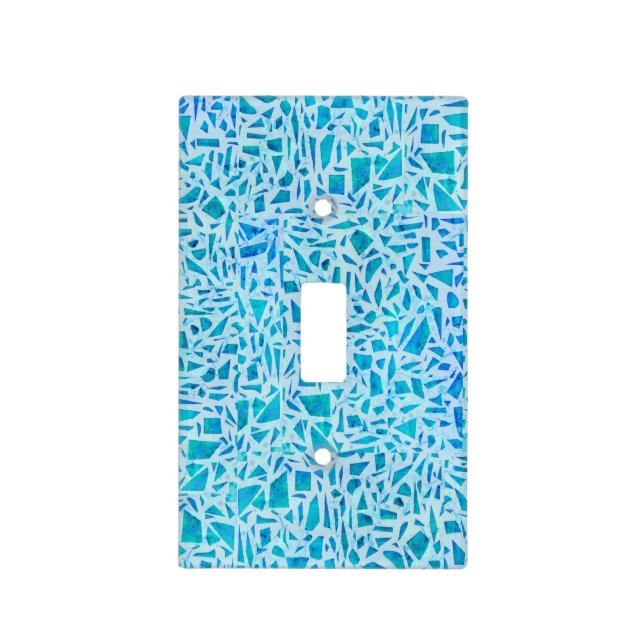 Blue Turquoise Mosaic Glass Tile Modern Chic Light Switch Cover (Front)