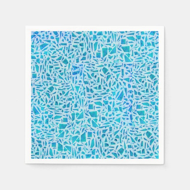 Blue Turquoise Mosaic Glass Tile Modern Chic Napkins (Front)
