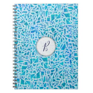 Blue Turquoise Mosaic Glass Tile Modern Chic Notebook