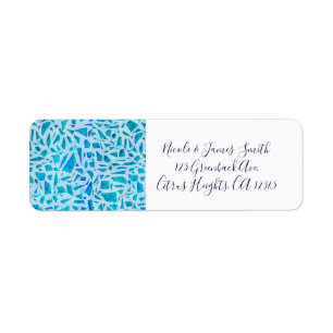 Blue Turquoise Mosaic Glass Tile Modern Chic Party Label