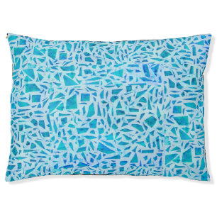 Blue Turquoise Mosaic Glass Tile Modern Chic Pet Bed