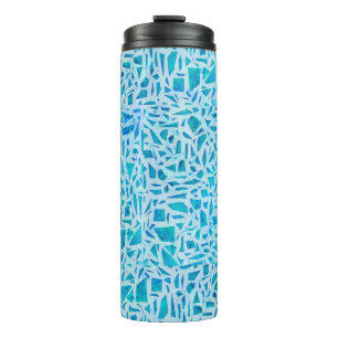 Blue Turquoise Mosaic Glass Tile Modern Chic Thermal Tumbler
